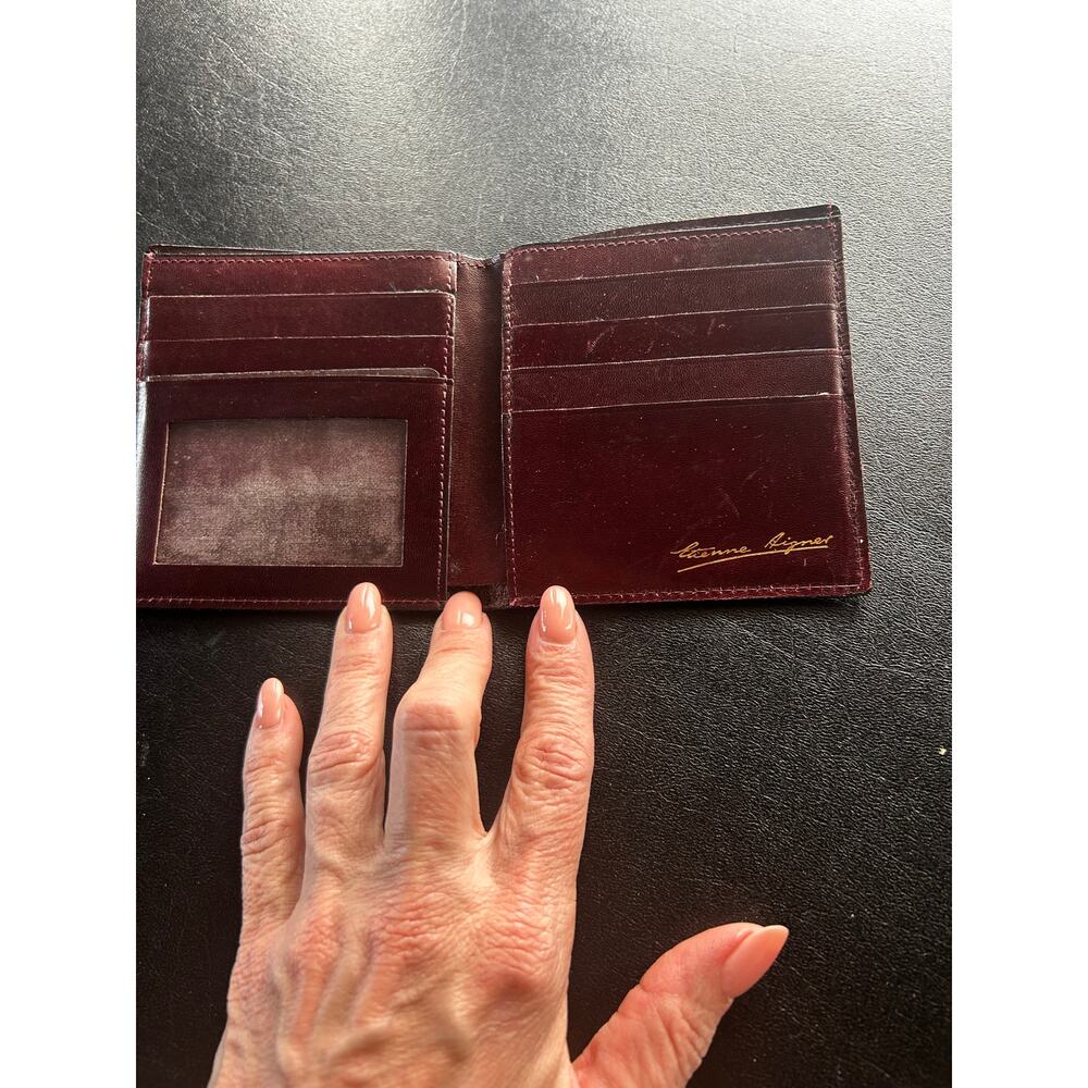 Vintage Etienne Aigner Burgundy Oxblood Leather Wallet Card Case Bi - Picture 2 of 4